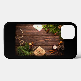 Christmas Decoration with Barn Wood and Pine iPhone 13 Case