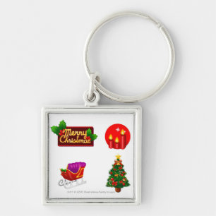 Christmas decorations against white background key ring