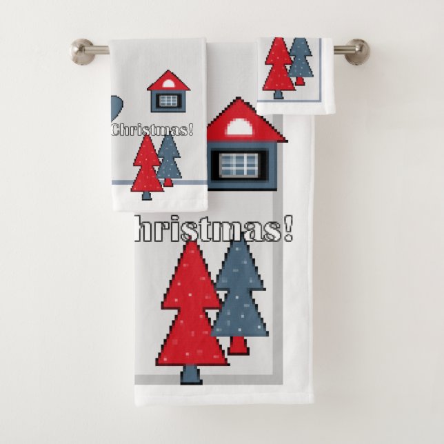 Christmas decorations bath towel set (Insitu)