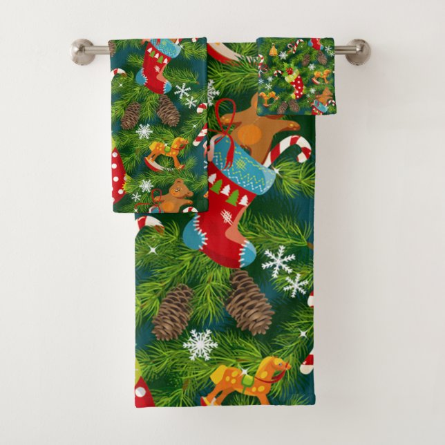 Christmas Decorations Bath Towel Set (Insitu)