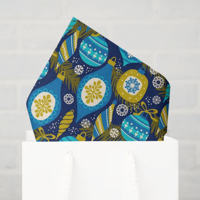 Christmas Decorations Blue Holiday Ornaments Tissue Paper (Gift Bag)