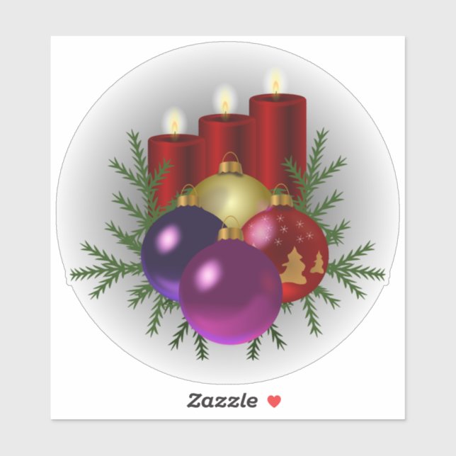 Christmas Decorations, candles and baubles, (Sheet)