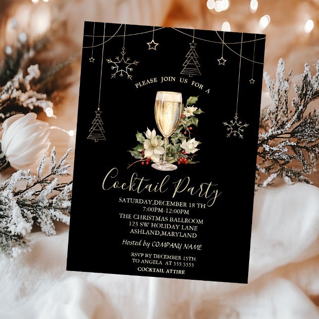 Christmas Decorations Champagne Christmas Party Invitation (Creator Uploaded)