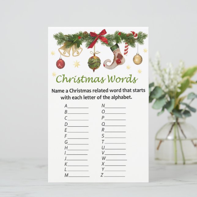 Christmas decorations christmas alphabet words gam (Standing Front)