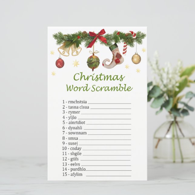 Christmas decorations christmas word scramble game (Standing Front)
