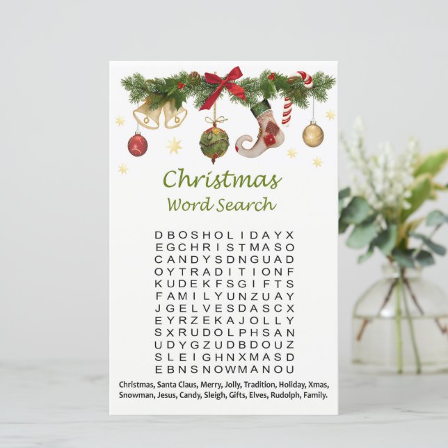 Christmas decorations christmas word search game (Standing Front)