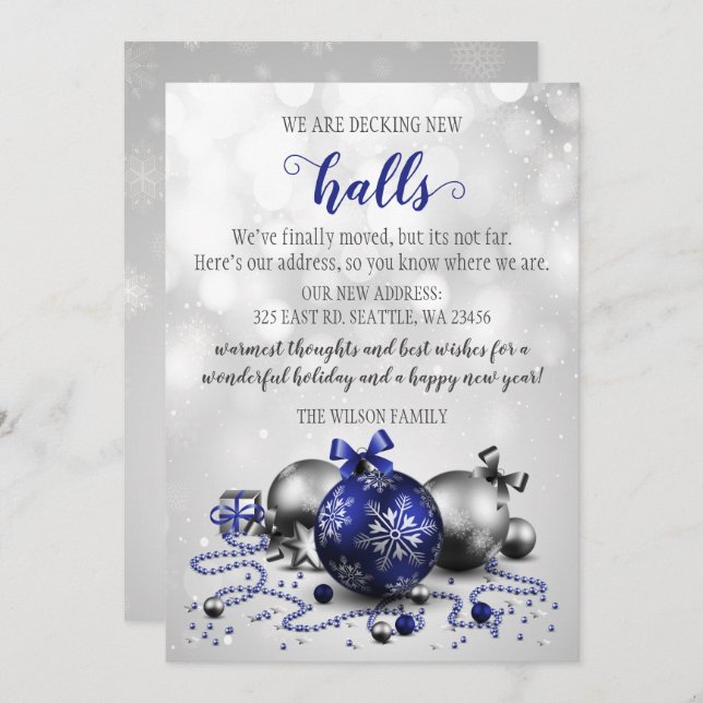 Christmas Decorations Decking The New Halls Moving Holiday Card (Front/Back)