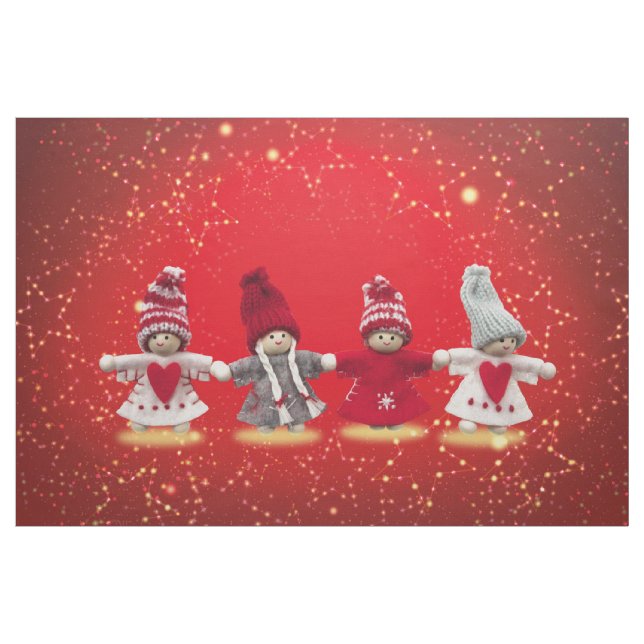 Christmas decorations on a red background fabric (Yard)