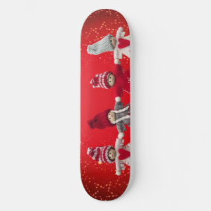 Christmas decorations on a red background skateboard