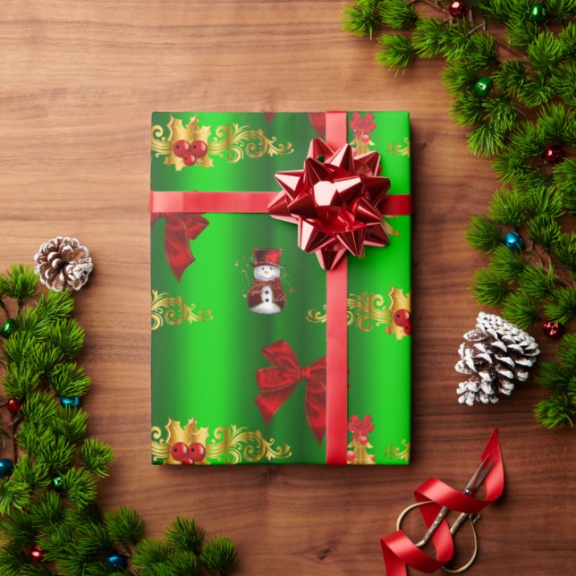 Christmas Decorations on Green Wrapping Paper (Creator Uploaded)