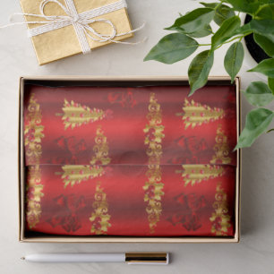 Christmas Decorations on Red Tissue Paper