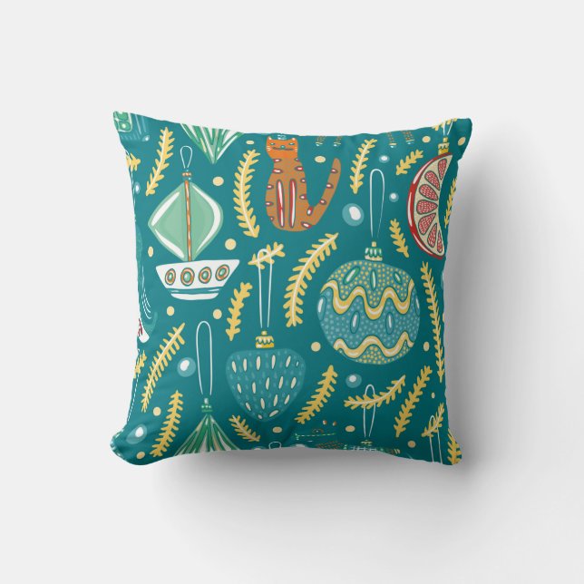 Christmas decorations seamless pattern. Bright col Cushion (Front)