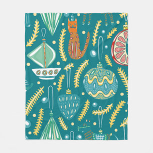 Christmas decorations seamless pattern. Bright col Fleece Blanket