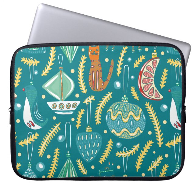 Christmas decorations seamless pattern. Bright col Laptop Sleeve (Front)