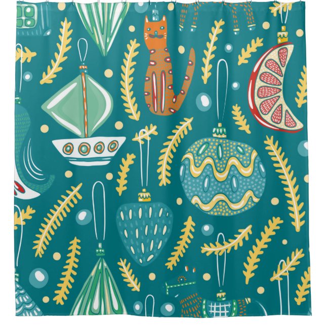 Christmas decorations seamless pattern. Bright col Shower Curtain (Front)