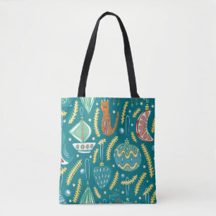 Christmas decorations seamless pattern. Bright col Tote Bag
