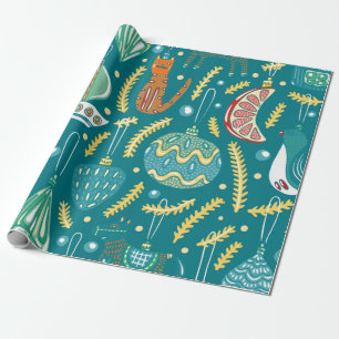 Christmas decorations seamless pattern. Bright col Wrapping Paper