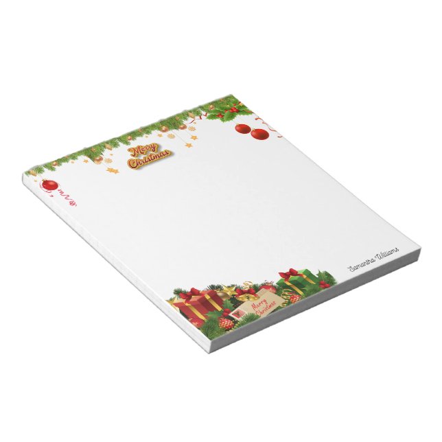 Christmas Decorations with Red and Gold Balls  Notepad (Angled)