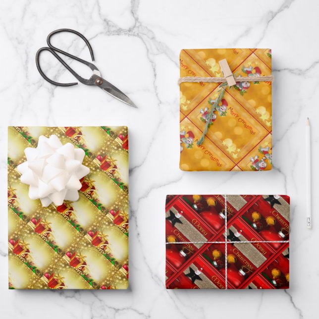 Christmas Decorations Wrapping Paper Sheet (Front)