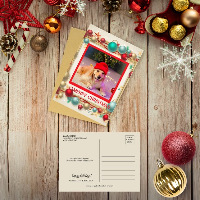 Christmas decorative Ornaments Balls Photo Holiday Postcard (Christmas decorative Ornaments Balls Photo Holiday Postcard)
