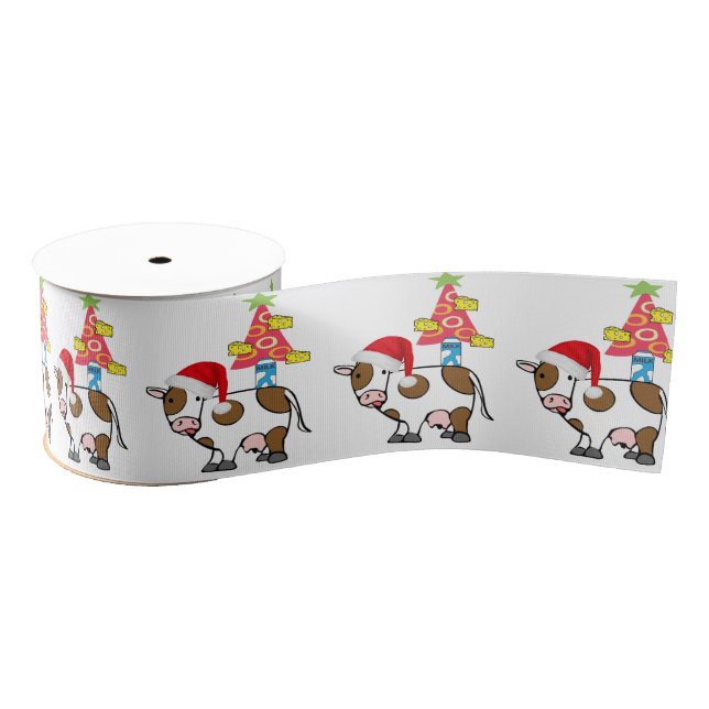 Christmas Decorative Ribbon, Cow Hat Milk Cheese  Grosgrain Ribbon (Spool)