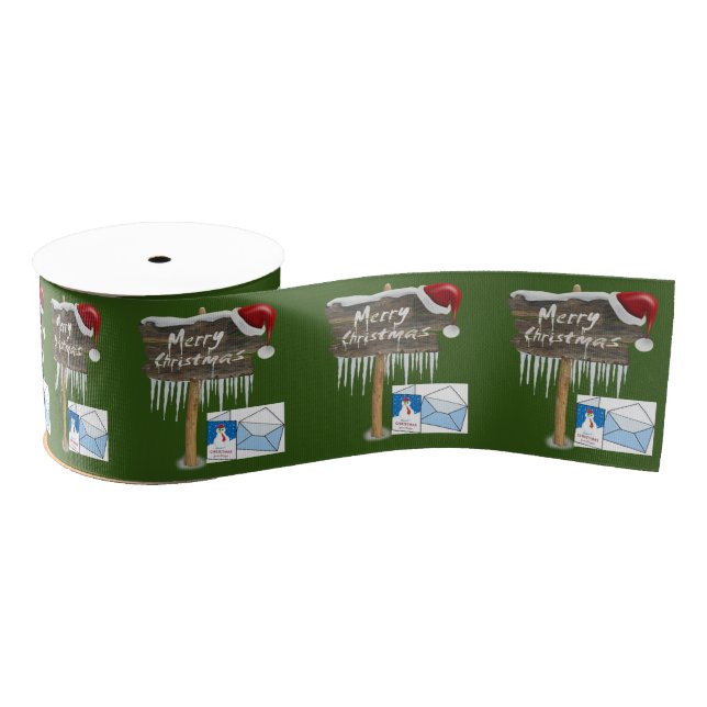 Christmas Decorative Ribbon, Merry Christmas Grosgrain Ribbon (Spool)