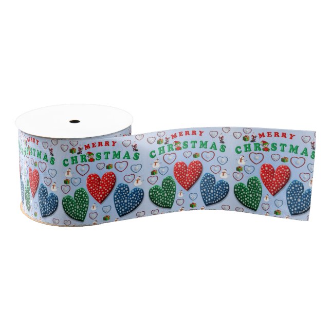Christmas Decorative Ribbon, Merry Christmas Grosgrain Ribbon (Spool)