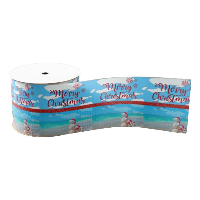 Christmas Decorative Ribbon, Merry Christmas Grosgrain Ribbon (Spool)