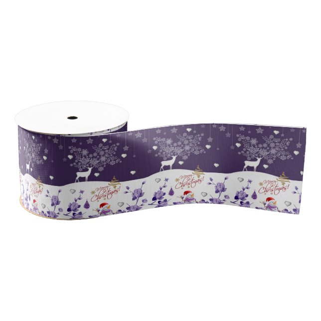 Christmas Decorative Ribbon, Reindeer Grosgrain Ribbon (Spool)
