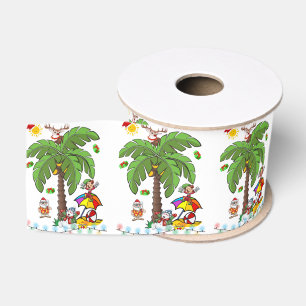 Christmas Decorative Ribbon, Santa Claus Beach Bum Grosgrain Ribbon