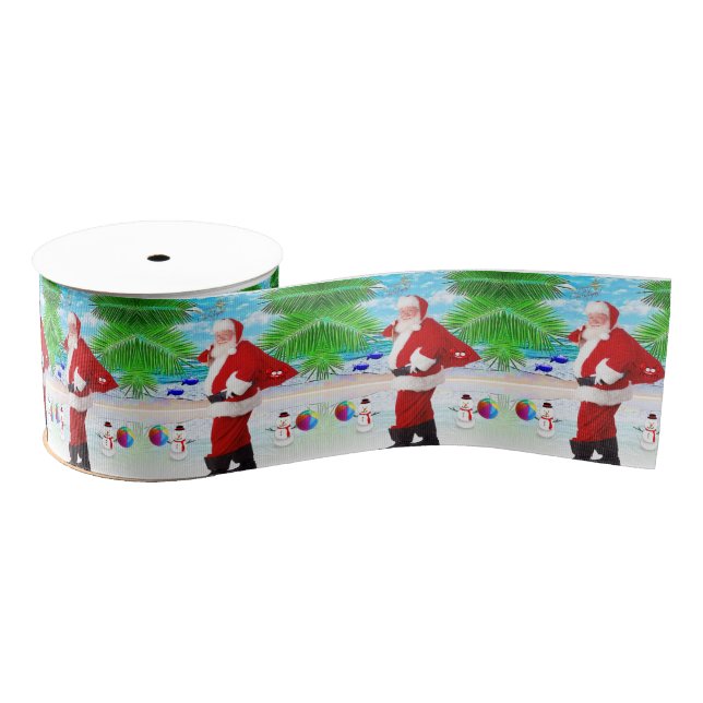 Christmas Decorative Ribbon, Santa Grosgrain Ribbon (Spool)