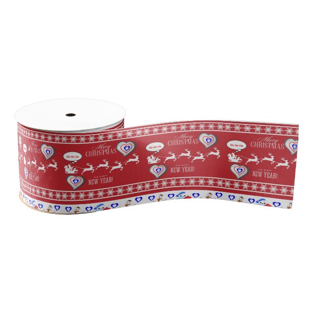 Christmas Decorative Ribbon, Santa Grosgrain Ribbon (Spool)