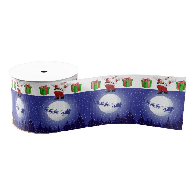 Christmas Decorative Ribbon, Santa Grosgrain Ribbon (Spool)