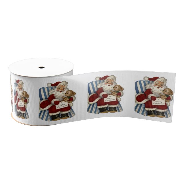 Christmas Decorative Ribbon, Santa Grosgrain Ribbon (Spool)