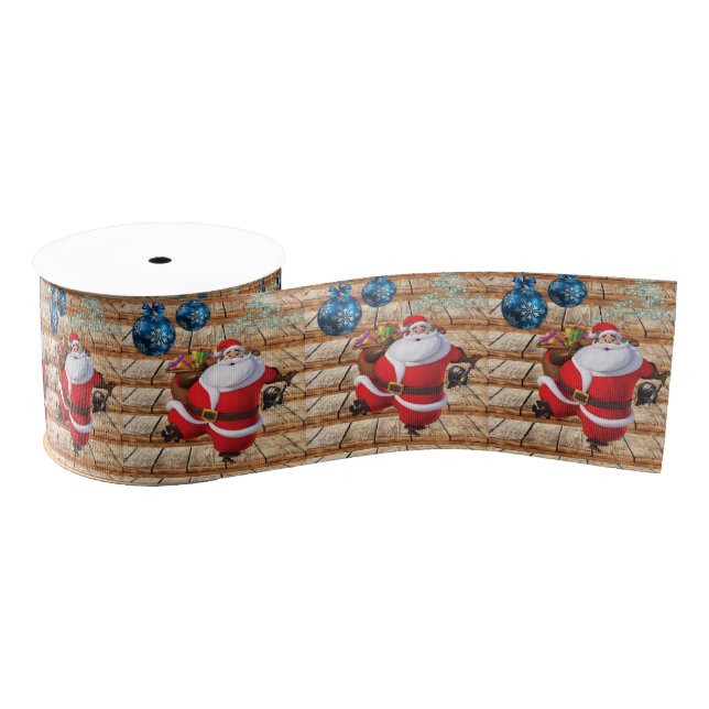Christmas Decorative Ribbon, Santa Grosgrain Ribbon (Spool)