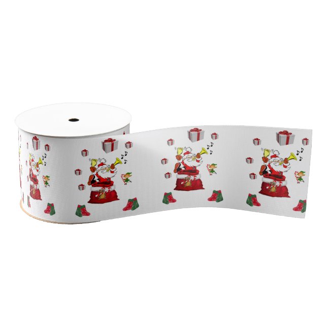 Christmas Decorative Ribbon, Santa Grosgrain Ribbon (Spool)