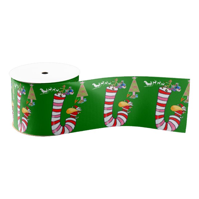Christmas Decorative Ribbon, Santa's Candy Cane  Grosgrain Ribbon (Spool)
