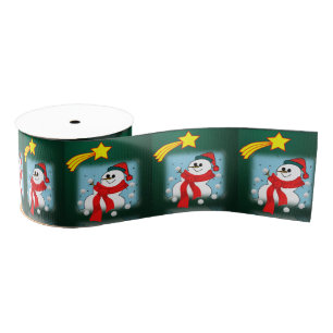 Christmas Decorative Ribbon, Snowman Grosgrain Ribbon
