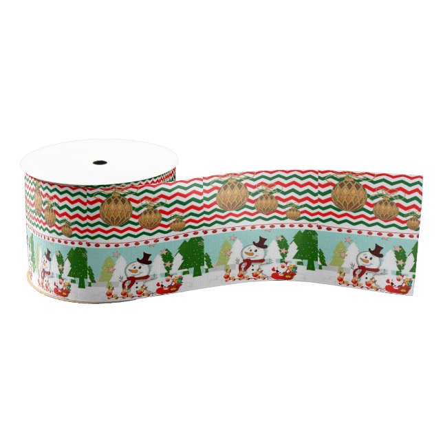 Christmas Decorative Ribbon, Snowman Grosgrain Ribbon (Spool)