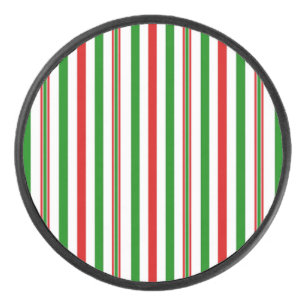 Christmas Decorative Stripes Hockey Puck