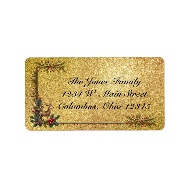 Christmas Deer 3.75x2 shipping Label (Front)