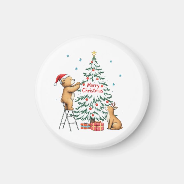 Christmas deer and bear magnet (Front)