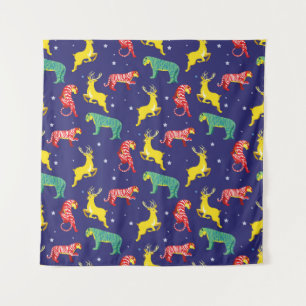 Christmas deer and tiger. Colour trends!_ Tapestry