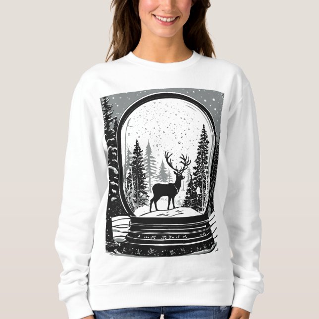 Christmas deer ans trees sweat-shirt for women sweatshirt (Front)