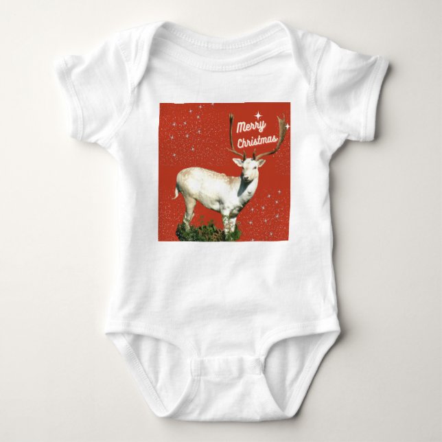 Christmas Deer Baby Bodysuit (Front)