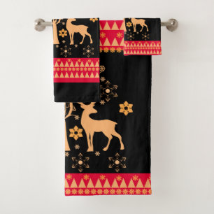Christmas deer bath towel set