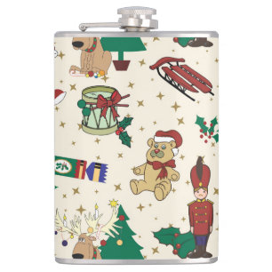 Christmas deer,bear,cat and Nutcracker Hip Flask