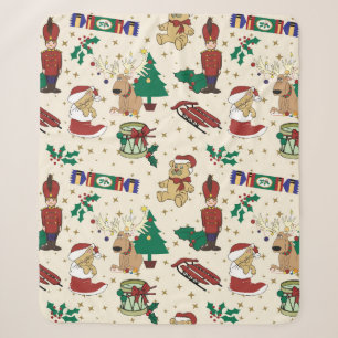Christmas deer,bear,cat and Nutcracker Sherpa Blanket