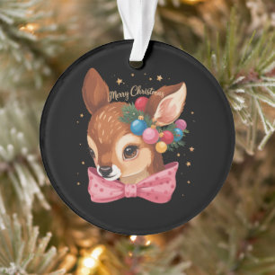 Christmas Deer Bow Retro Deer Vintage Holiday Ornament