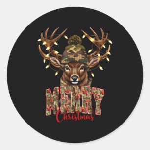 Christmas Deer Camouflage Hunting Camo Reindeer &a Classic Round Sticker